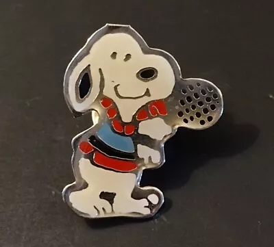 Vintage SNOOPY Tennis Racquet Lapel Enamel Pin • $14.25