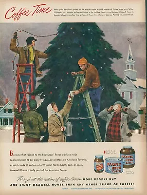 1948 Maxwell House Coffee Decorating Town Christmas Tree Church Vtg Print Ad L15 • $14.99