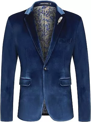 WEEN CHARM Velvet Blazer For Men Slim Fit One Button Sport Coat Tuxedo Jacket Fo • $165.65