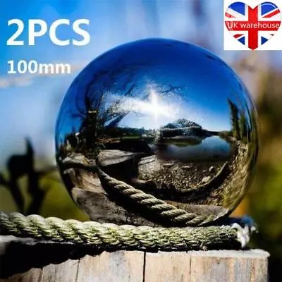 2Pcs Steel Silver Mirror Sphere Hollow Gazing Ball Home Garden Ornament Decor UK • £8.96