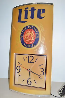 VINTAGE 1992 MILLER LITE BEER CAN LIGHT UP CLOCK PLASTIC Retro Parts Or Repair • $42.69