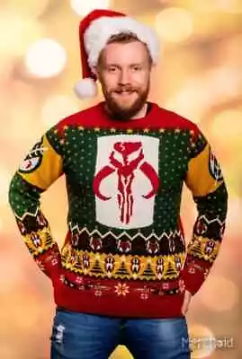 $64.99 • Buy NEW With Tags Disney Star Wars Boba Fett Mandalorian Christmas Sweater Size: L