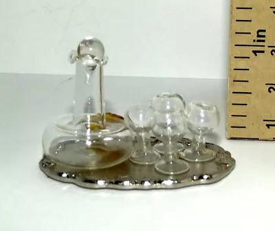 Dollhouse Miniature Wine Set Hand Blown Glass Vintage Never Used 1/12 Scale • $12.99