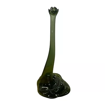 Vintage MCM Stretched Melted Abstract Art Glass Wine Bottle Sculpture Green • $39.99