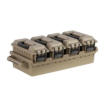 Four-Can .30 Cal Ammo Can Crate Dark Earth Plastic Stackable Storage Boxes • $49.99