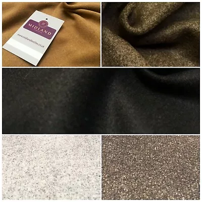 Plain Textured Melton Coating Wool Blend Fabric 139 Cm MK1016 Mtex • £2.50