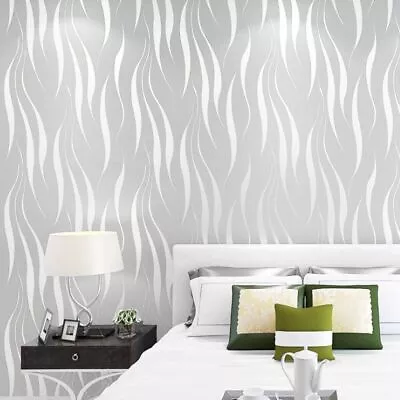 3D Damask Sliver Wave Wallpaper Roll Home Decor Silver Grey Wall Paper Rolls UK • £6.99