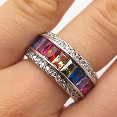 Lab Created Sapphire Spectrum Ring In Sterling Silver • $202.06