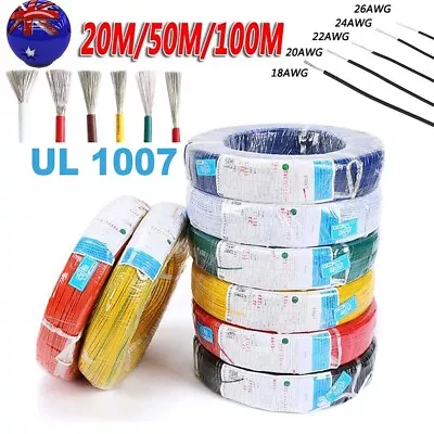 Electronic Cable Flexible Stranded UL1007 RoHS 16/18/20/22/24/26/28 AWG Wire PVC • $11.58