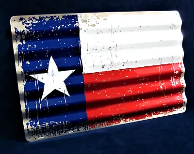 TEXAS FLAG - *US MADE* - Corrugated Metal Sign - Man Cave Garage Bar Wall Décor • $24.95