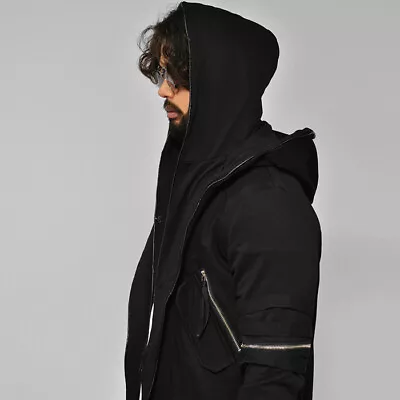 Avant Garde Dark Edge Mens Double Hood Long Piping Biker Coat Jacket By Guylook • $178