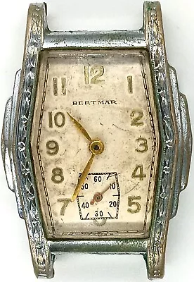598 Mens Vintage Bertmar Art Deco Rectangle Manual Sub Dial Watch Runs As Is Lot • $99.99
