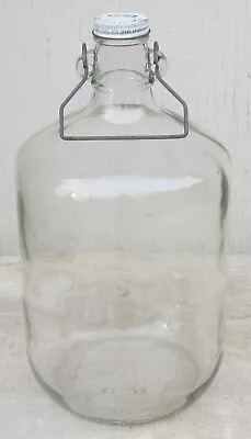 Vintage A&W ROOT BEER/SYRUP Clear Glass GALLON BALL JAR With BAIL HANDLE • $19.95