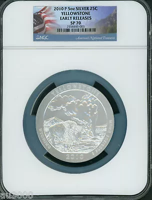 2010-p Yellowstone Np Atb 5 Oz. Silver Ngc Sp70 Sp-70 E.r. Early Releases ! • $575