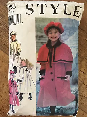 Style 2353 Victorian Edwardian Childs Coat Cape Hat Sewing Pattern Sz 3-8 RARE • £20