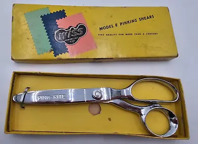 Vintage J. Wiss Pinking Shears Sewing Scissors Chrome Plate Model E Pink - Rite • $9.99