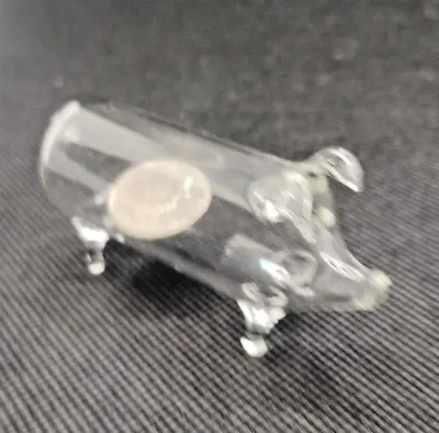 Handblown Glass Piggy With 5p Coin Inside. Good Luck Charm. • £12.99