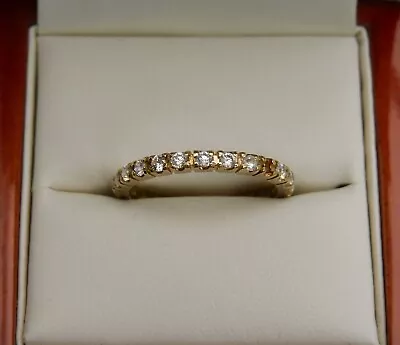 9CT YELLOW GOLD CUBIC ZIRCONIA FULL ETERNITY 2mm BAND RING 1.6g - SIZE O - A/F • £69.99