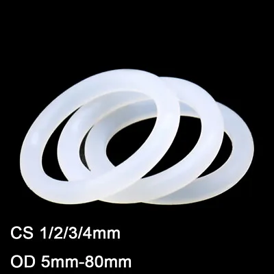 10x White Silicon Rubber O Rings Food Grade Cross Section 1/2/3/4mm OD 5mm-80mm • £3.54