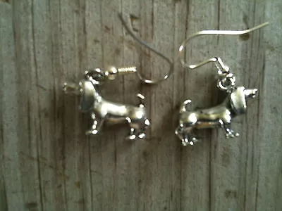 Bassett Hound / Dachshund Dog Silver Plated Lead Free Pewter Earrings • $7.99