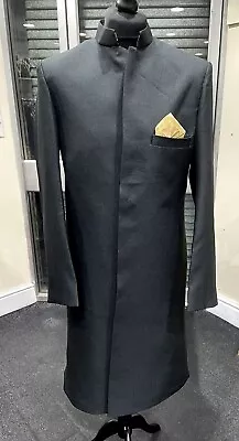 Mens Sherwani Groom Dulha Long Coat Party Wedding Black BNWT • £149