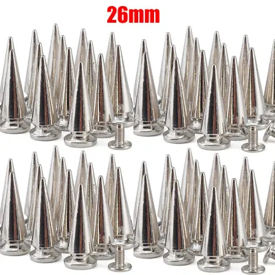 26mm Punk Cone Metal Spikes Rivets Studs Screw Back For Clothing Jacket Leather • $61.99