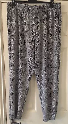 M&S Collection Ladies Black White Speck Viscose Trousers  Sz 20 R B14 • £8.99