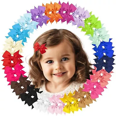 Baby Hair Clips 42PCS 2  Fully Lined Hair Bows For Girls Toddler Hair • $10