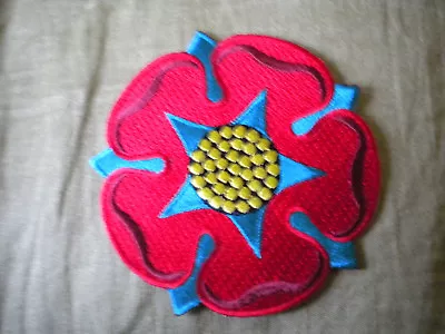 LANCASHIRE RED ROSE 75mm EMBROIDERED BADGE • £4