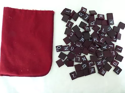 100 Scrabble Tiles Dark Maroon Red Burgundy White Letters - Crafts Replacement • $13