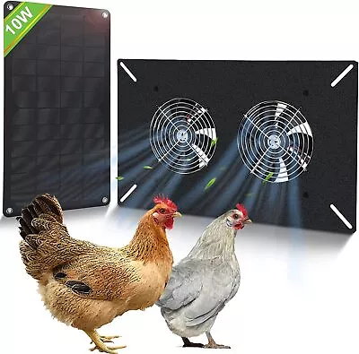 US10W Solar Powered Dual Fan Kits Chicken Coops Solar Fan For Small Greenhouses • $39.99