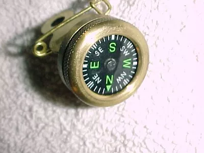 Marbles  Clip On Compass  -  Brass Case  -  Signed • $29.50