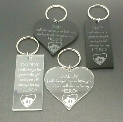 Dad Daddy Always Be Your Little Girl Keyring Fathers Day Christmas Birthday Gift • £3.99