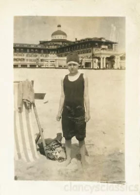 1921 Girl Swim Costume Ocean Ave Spring Lake Beach New Jersey Monmouth Hotel • $5