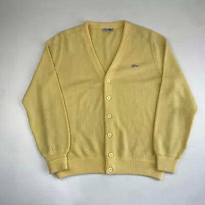Vintage 1990’s Chemise Lacoste Yellow Cardigan Jumper  Size 2XL • £35.95