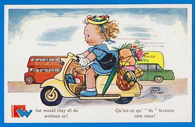 £7.27 • Buy Comic Vespa Scooter Motorcycle Girl, Mabel Lucie Attwell, Vintage Postcard