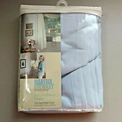 VTG Martha Stewart Curtain Semi Sheer Voile 1 Panel Light Blue Scarf Style NEW • $2.99