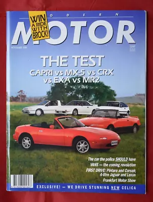 Modern Motor No 1989 Ford Capri Turbo Honda CRX Mazda MX-5 Nissan EXA Toyota MR2 • $13