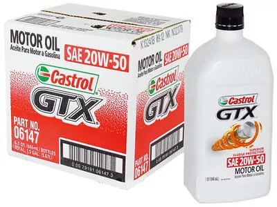 20w50 Castrol GTX Premium Motor Oil 6 Quarts In Case - New Stock!! • $83.21