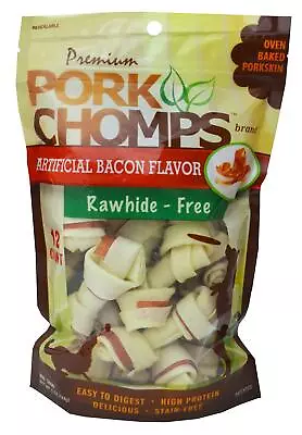 Pork Chomps Baked Pork Skin Dog Chews 2.5-inch Mini Knots Bacon Flavor Strip ... • $12.84