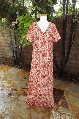 VINTAGE INDIAN COTTON 70's DRESS......Auth. 70's TAPESTRY Hippie Woodstock Boho • $99