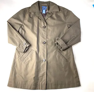 Faconnable Khaki / Brown TRENCH COAT! Women's A-LINE Olive Rain Jacket Sz M • $33.99