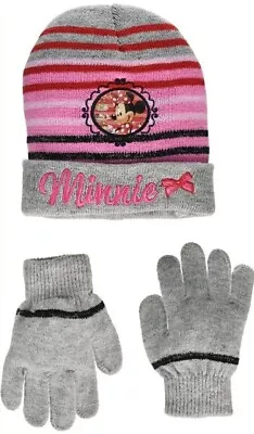 Disney Minnie Mouse - Beanie Hat & Gloves - Kids Aged 3-6 Years • £2.49