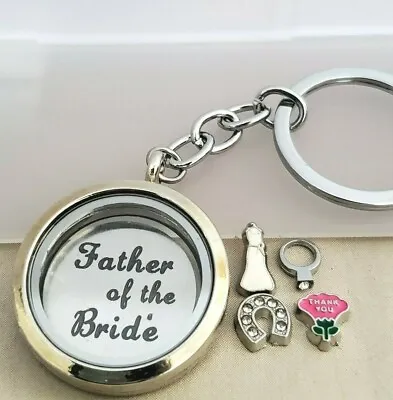 Living Memory Locket Wedding Gift  Bride Groom Bridesmaid  Keyring Necklace  • £5.99