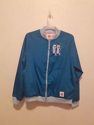 Strange Planet Nathan Pyle Alien Bubbles Blue Windbreaker Bomber Jacket XS • $24.90