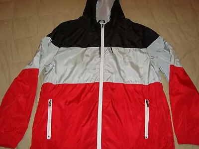 $12 • Buy Spire Galaxy Men's Lightweight Hooded Color Block Windbreaker Jacket Sz. L 