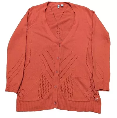 Moth Womens Long Sleeve 1/2 Button Front Knit Sweater Cardigan Sz Large L Orange • $11.99