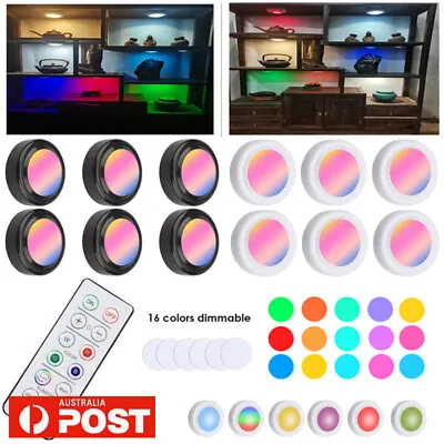 Under Cabinet Lights RGB Wireless LED Puck Lights Closet Cupboard Lights +Remote • £5.97