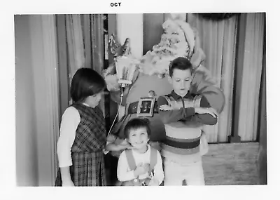Vintage Photo Family Brother Sisters Santa Decoration Boy Serious Christmas • $7.75