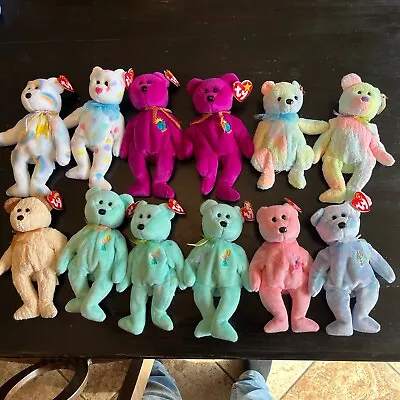 Lot Of 12 Ty Beanie Babies Bears Ariel Huggy Mum Issy Groovy Millenium… • $12